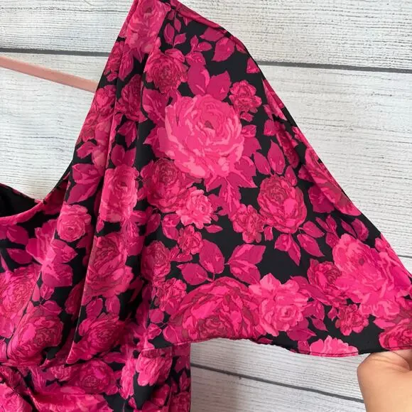 Do+Be Women's Pink & Black Floral One Shoulder Midi Dress Size Small - Picture 4 of 10